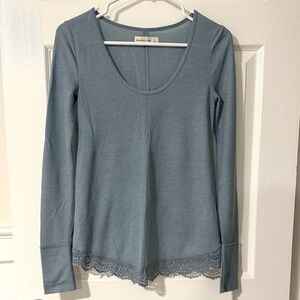 Abercrombie & Fitch A&F waffle tee dusty blue S Small